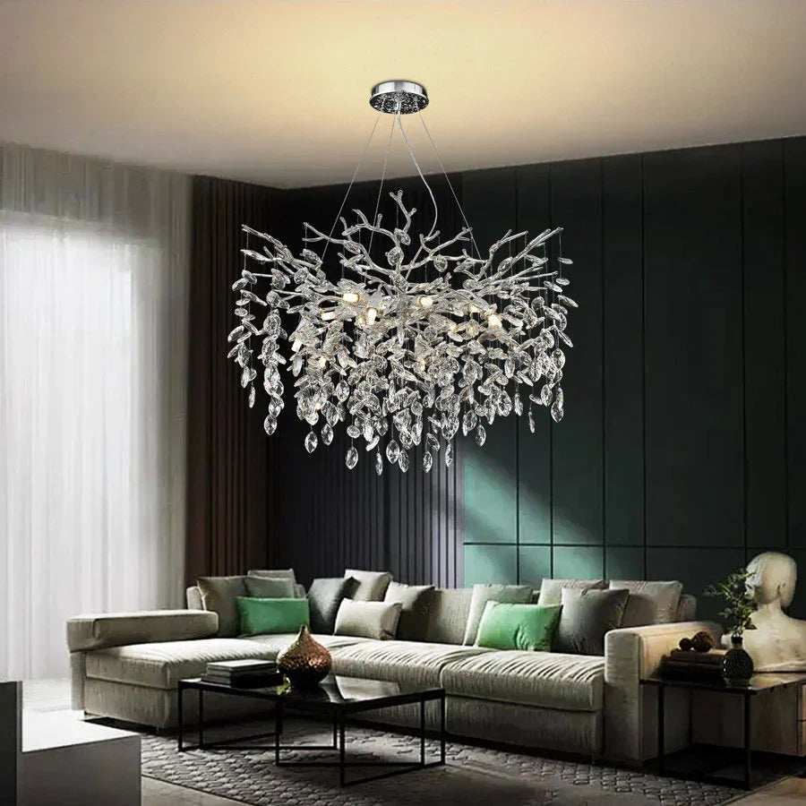Candelabru RFAN, Model 33020/600, Textura Cristal, Metal, 8 X E14, Argintiu