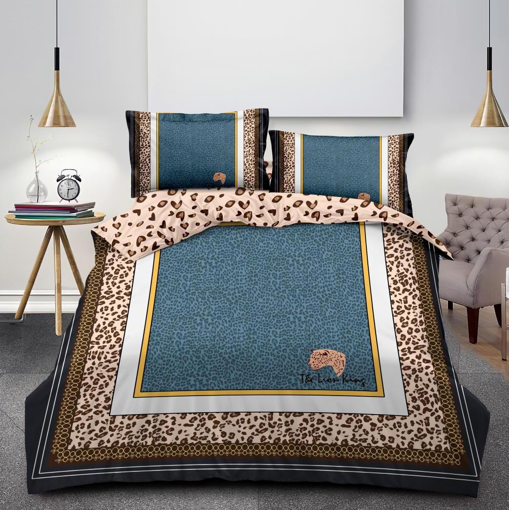 Lenjerie Finet Digital Print, pat dublu, 6 piese, Maro, animal print