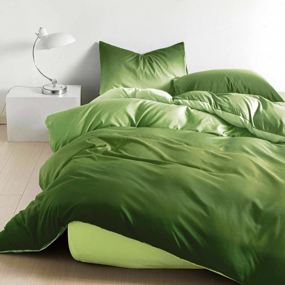 Lenjerie pat dublu cu Elastic, bumbac satinat, Verde, degrade SPR-E-137