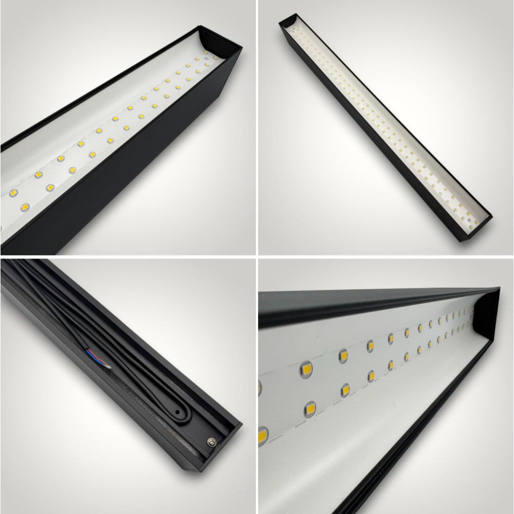 Corp LED Liniar RFAN, Interconectabil, Suspendat, 3 Tipuri De Lumina, 50W, Negru